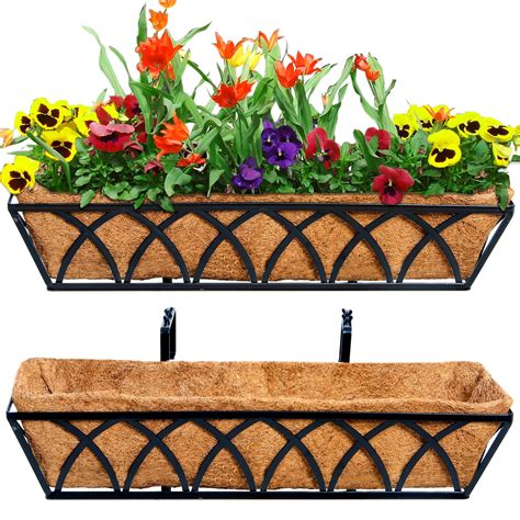 window box planters metal with cocoa mat liner|Amazon.com: Window Box Coco Liner.